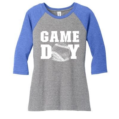 Game Day Baseball Funny Gift Mom Game Day Baseball Funny Gift Baseball Gift Women's Tri-Blend 3/4-Sleeve Raglan Shirt