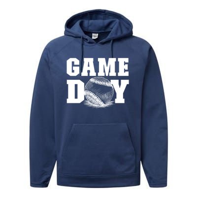 Game Day Baseball Funny Gift Mom Game Day Baseball Funny Gift Baseball Gift Performance Fleece Hoodie