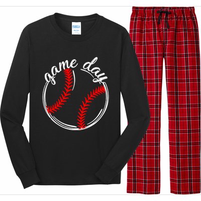 Game Day Baseball Softball Life For Mom Dad Son Daughter Gift Long Sleeve Pajama Set