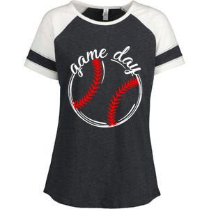 Game Day Baseball Softball Life For Mom Dad Son Daughter Gift Enza Ladies Jersey Colorblock Tee