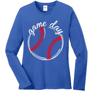 Game Day Baseball Softball Life For Mom Dad Son Daughter Gift Ladies Long Sleeve Shirt