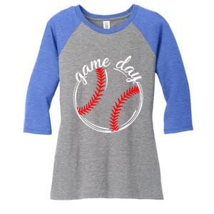 Game Day Baseball Softball Life For Mom Dad Son Daughter Gift Women's Tri-Blend 3/4-Sleeve Raglan Shirt