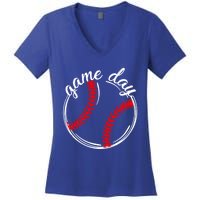 Game Day Baseball Softball Life For Mom Dad Son Daughter Gift Women's V-Neck T-Shirt