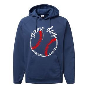 Game Day Baseball Softball Life For Mom Dad Son Daughter Gift Performance Fleece Hoodie