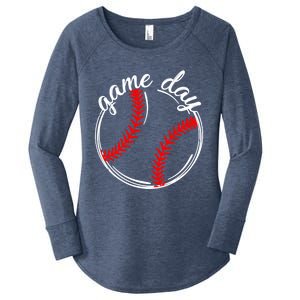 Game Day Baseball Softball Life For Mom Dad Son Daughter Gift Women's Perfect Tri Tunic Long Sleeve Shirt