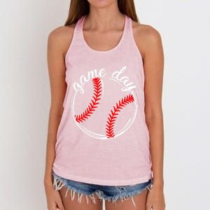 Game Day Baseball Softball Life For Mom Dad Son Daughter Gift Women's Knotted Racerback Tank