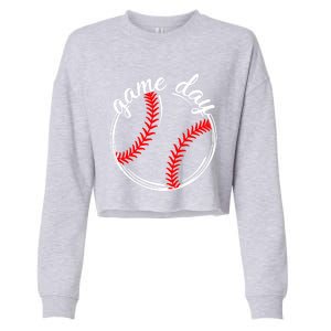 Game Day Baseball Softball Life For Mom Dad Son Daughter Gift Cropped Pullover Crew