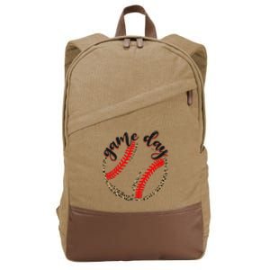 Game Day Baseball Life Softball Life Mom Mothers Day Leopard Cotton Canvas Backpack