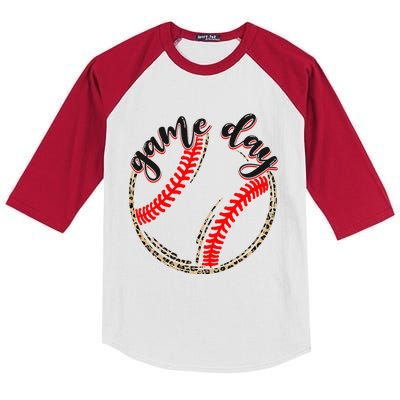 Game Day Baseball Life Softball Life Mom Mothers Day Leopard Kids Colorblock Raglan Jersey