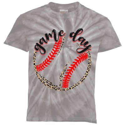 Game Day Baseball Life Softball Life Mom Mothers Day Leopard Kids Tie-Dye T-Shirt