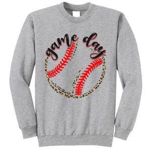 Game Day Baseball Life Softball Life Mom Mothers Day Leopard Tall Sweatshirt