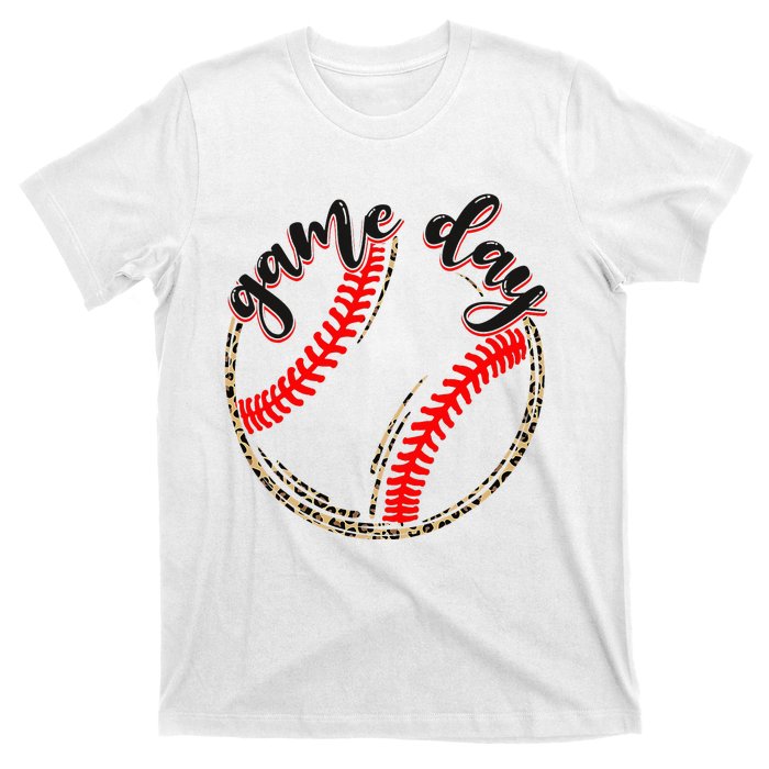 Game Day Baseball Life Softball Life Mom Mothers Day Leopard T-Shirt