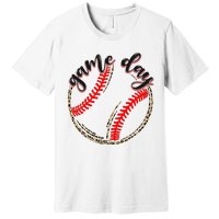 Game Day Baseball Life Softball Life Mom Mothers Day Leopard Premium T-Shirt