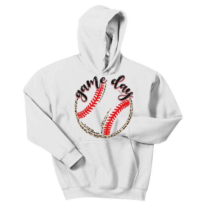 Game Day Baseball Life Softball Life Mom Mothers Day Leopard Kids Hoodie