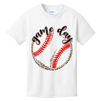 Game Day Baseball Life Softball Life Mom Mothers Day Leopard Kids T-Shirt