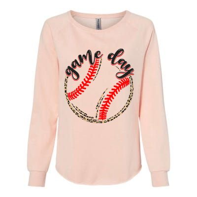 Game Day Baseball Life Softball Life Mom Mothers Day Leopard Womens California Wash Sweatshirt