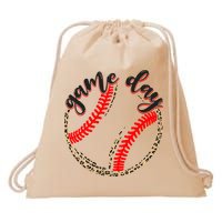 Game Day Baseball Life Softball Life Mom Mothers Day Leopard Drawstring Bag
