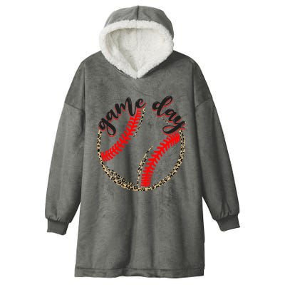 Game Day Baseball Life Softball Life Mom Mothers Day Leopard Hooded Wearable Blanket