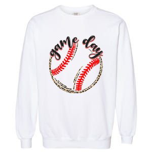 Game Day Baseball Life Softball Life Mom Mothers Day Leopard Garment-Dyed Sweatshirt