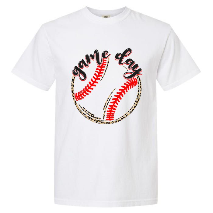 Game Day Baseball Life Softball Life Mom Mothers Day Leopard Garment-Dyed Heavyweight T-Shirt