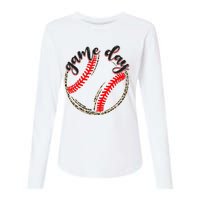 Game Day Baseball Life Softball Life Mom Mothers Day Leopard Womens Cotton Relaxed Long Sleeve T-Shirt