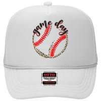 Game Day Baseball Life Softball Life Mom Mothers Day Leopard High Crown Mesh Back Trucker Hat