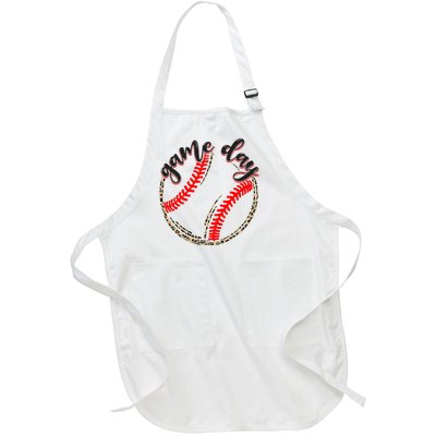 Game Day Baseball Life Softball Life Mom Mothers Day Leopard Full-Length Apron With Pockets