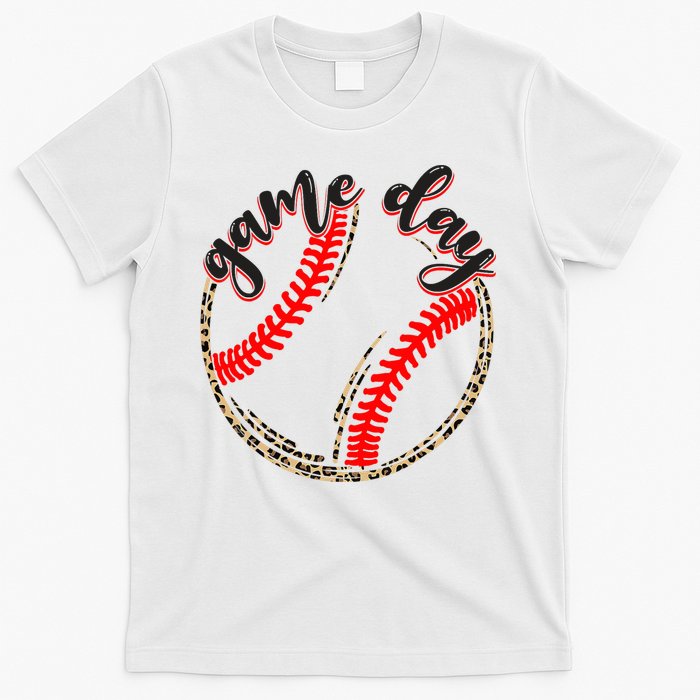 Game Day Baseball Life Softball Life Mom Mothers Day Leopard T-Shirt