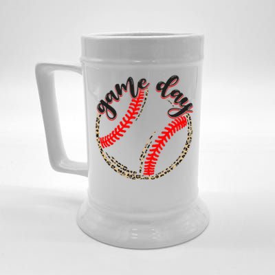 Game Day Baseball Life Softball Life Mom Mothers Day Leopard Beer Stein