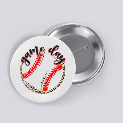 Game Day Baseball Life Softball Life Mom Mothers Day Leopard Button