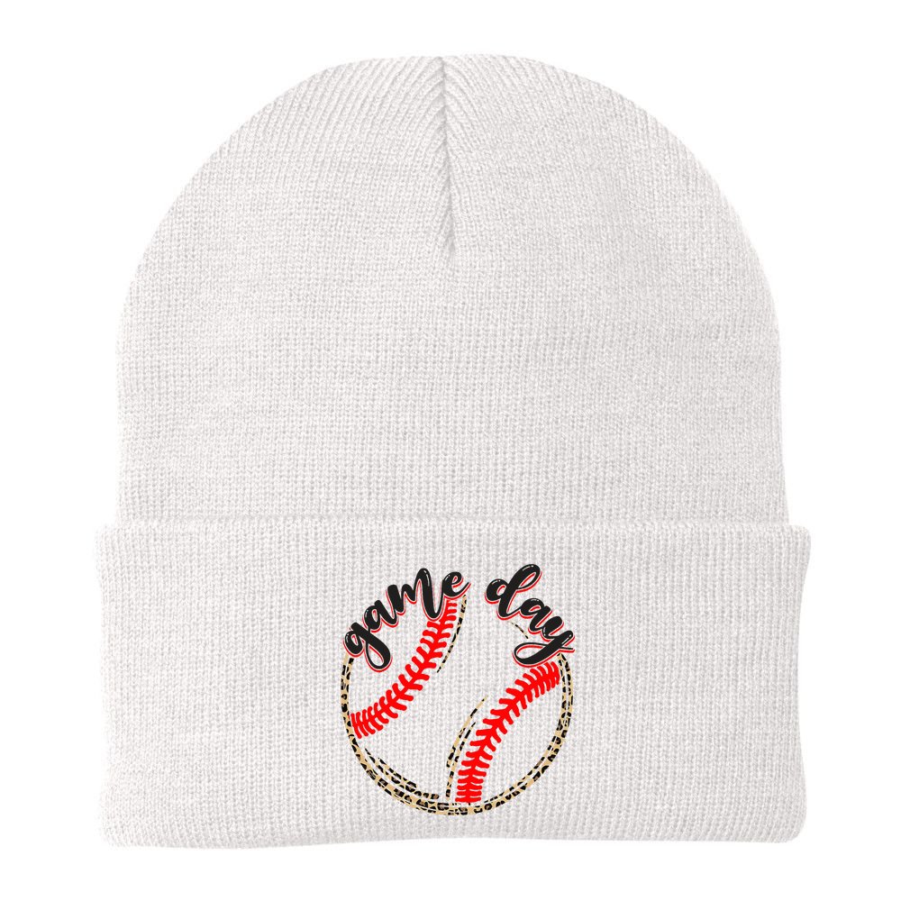 Game Day Baseball Life Softball Life Mom Mothers Day Leopard Beanie