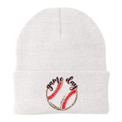 Game Day Baseball Life Softball Life Mom Mothers Day Leopard Knit Cap Winter Beanie