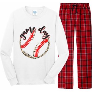 Game Day Baseball Life Softball Life Mom Mothers Day Leopard Long Sleeve Pajama Set