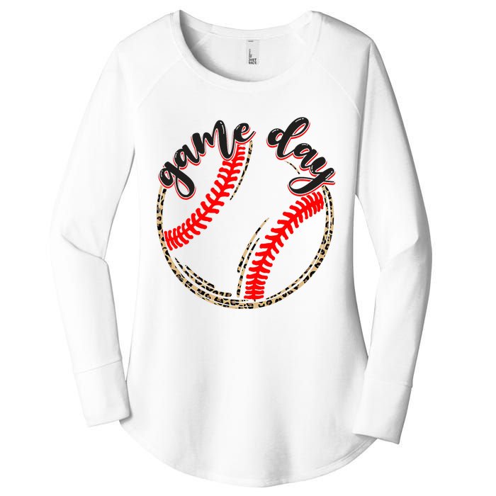 Game Day Baseball Life Softball Life Mom Mothers Day Leopard Women's Perfect Tri Tunic Long Sleeve Shirt