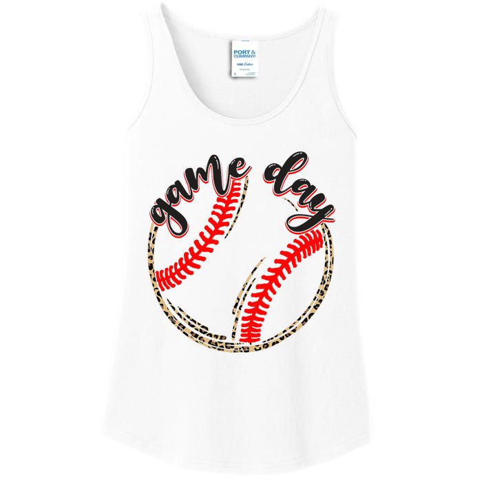 Game Day Baseball Life Softball Life Mom Mothers Day Leopard Ladies Essential Tank