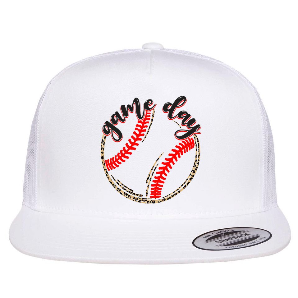 Game Day Baseball Life Softball Life Mom Mothers Day Leopard Flat Bill Trucker Hat