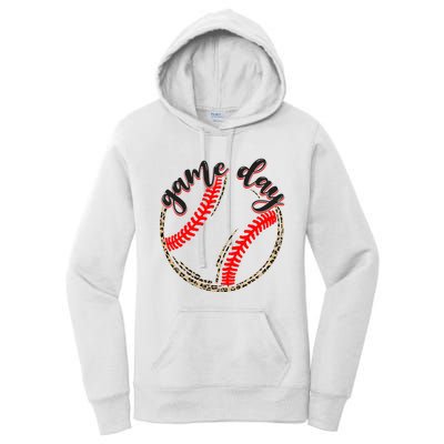 Game Day Baseball Life Softball Life Mom Mothers Day Leopard Women's Pullover Hoodie