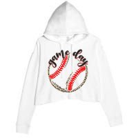 Game Day Baseball Life Softball Life Mom Mothers Day Leopard Crop Fleece Hoodie