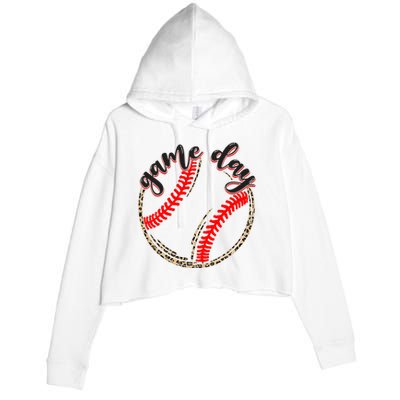 Game Day Baseball Life Softball Life Mom Mothers Day Leopard Crop Fleece Hoodie