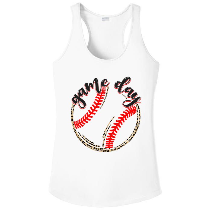 Game Day Baseball Life Softball Life Mom Mothers Day Leopard Ladies PosiCharge Competitor Racerback Tank