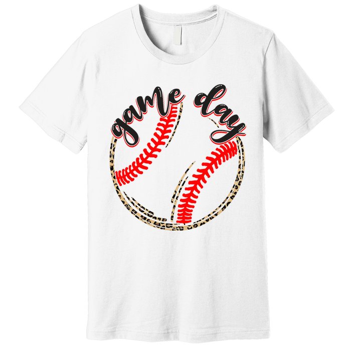 Game Day Baseball Life Softball Life Mom Mothers Day Leopard Premium T-Shirt