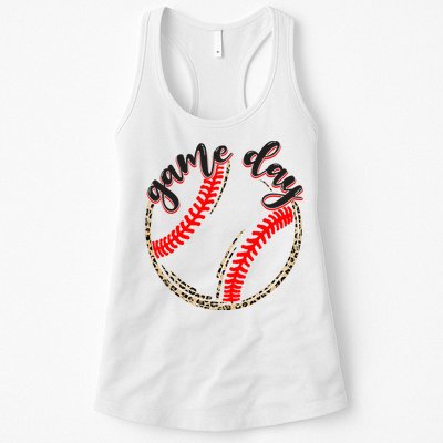 Game Day Baseball Life Softball Life Mom Mothers Day Leopard Womens Tank Top