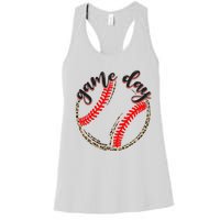 Game Day Baseball Life Softball Life Mom Mothers Day Leopard Women's Racerback Tank