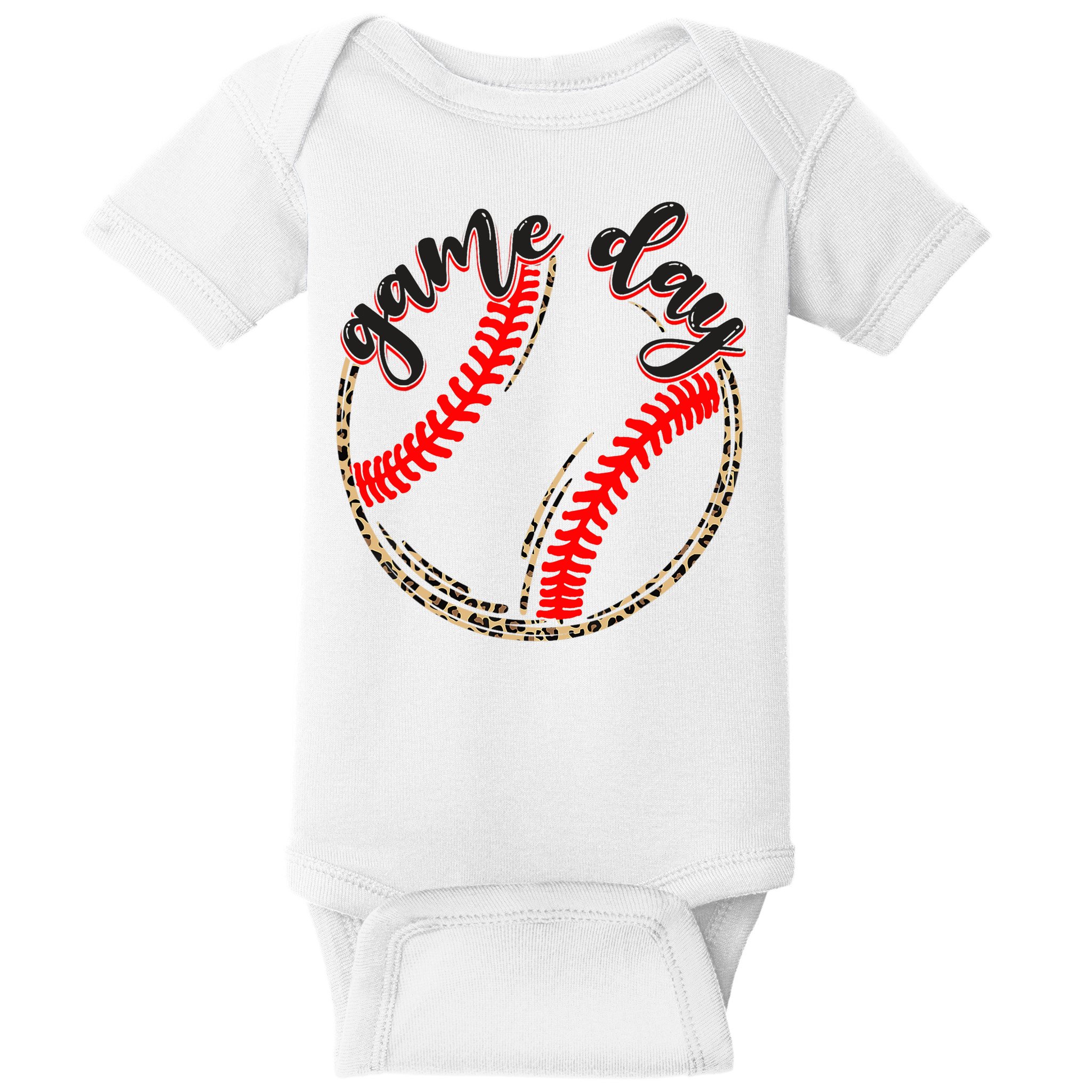Game Day Baseball Life Softball Life Mom Mothers Day Leopard Baby Bodysuit