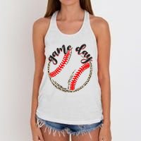 Game Day Baseball Life Softball Life Mom Mothers Day Leopard Women's Knotted Racerback Tank