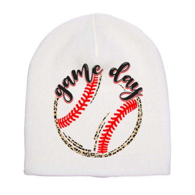 Game Day Baseball Life Softball Life Mom Mothers Day Leopard Short Acrylic Beanie