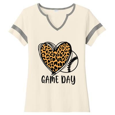 Game Day Baseball Life Softball Life Leopard Mothers Day Mom Ladies Halftime Notch Neck Tee