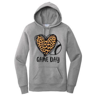 Game Day Baseball Life Softball Life Leopard Mothers Day Mom Women's Pullover Hoodie