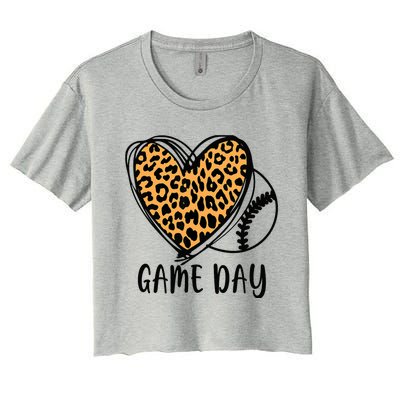 Game Day Baseball Life Softball Life Leopard Mothers Day Mom Women's Crop Top Tee