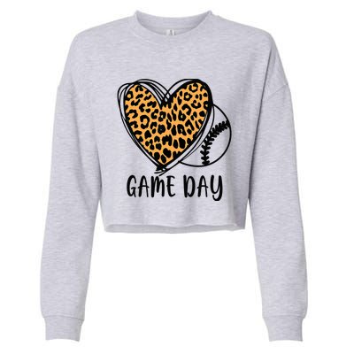 Game Day Baseball Life Softball Life Leopard Mothers Day Mom Cropped Pullover Crew